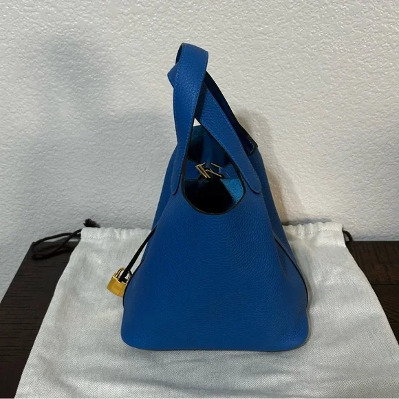 HERMES Picotin 18 Taurillon Clemence Gold Hardware Stamp Y 2021 Color Mykonos - Picture 3 of 10